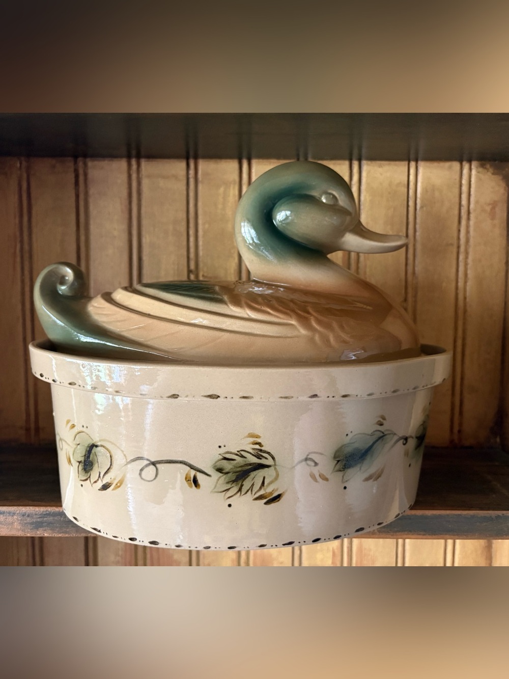 Vintage Ceramic Duck Covered Casserole Dish Tureen - Farmhouse Decor